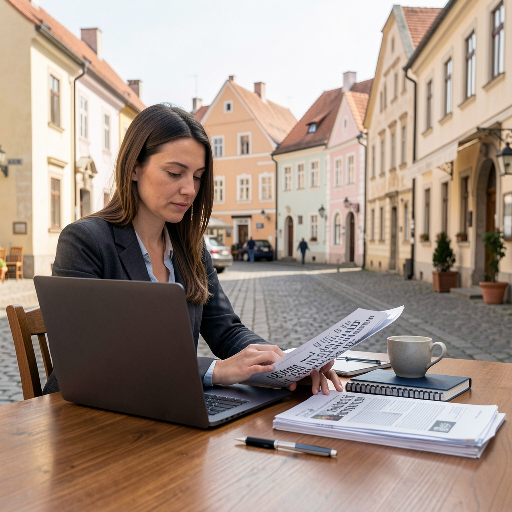 Novinari u redakciji regionalnih novina u manjem hrvatskom gradu rade na tekstu uz laptop i bilješke